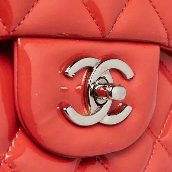 Chanel Pink Quilted Patent Leather Classic Jumbo Double Flap Bag Shoulder Bags